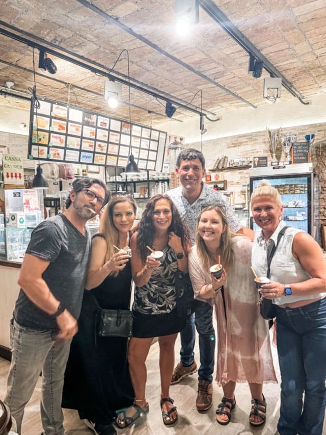 Group of friends enjoying ice cream.